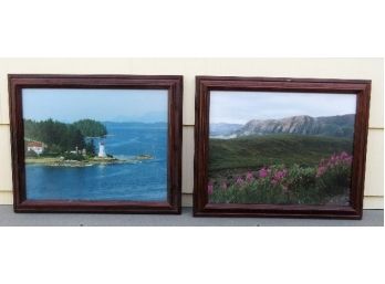Matching Frames, Color Photo's Of Coast Of Maine W/Lighthouse? And Grassy Coastal Plain