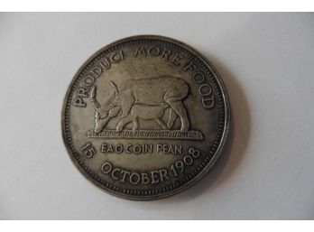 (A10P) 1908 Produce Food Eao Coin Pean Elizabeth II St. Helena Ascension 50 Pence Grams  23.1