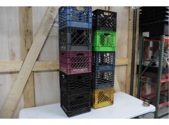 10 Random Plastic Milk Crates (maybe Not These Names But Same Quality)