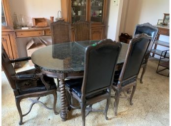 Vintage Retro Oval Dining Room Set For 6 With 2 Leaves And Glass Top (look At Description)