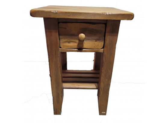 Country Primitive Hardwood Side Table