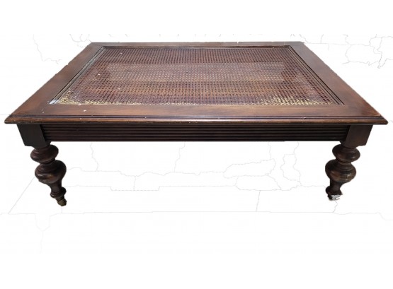 Ethan Allan Old World Treasures Coffee Table With Cane Top