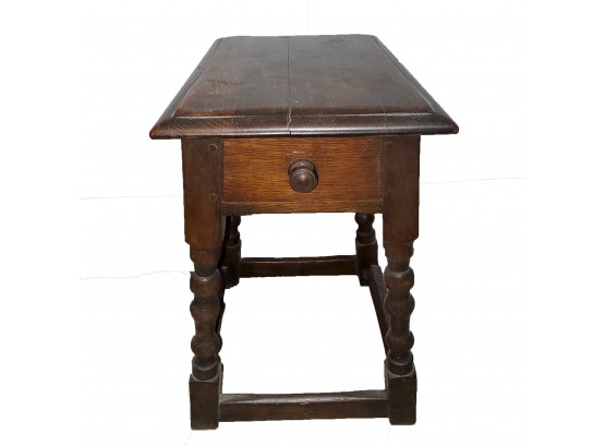 Antique Oak Peg Construction Side Table