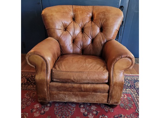 Arhaus Furniture Tuffed Top Grain  Leather Chair