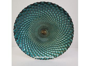 Large Fancy Peacock Pattern Molded Glass Bowl