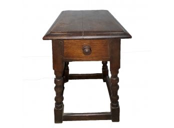 Antique Oak Peg Construction Side Table