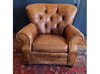 Arhaus Furniture Tuffed Top Grain  Leather Chair