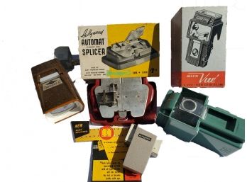 Vintage Film Splicer And Slide Viewers