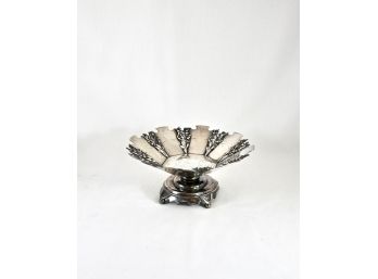 Vintage Silver Plated Decorative Bowl With Flower Flourishes