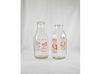 Vintage Sunny Crest And J.Fryzel Farm Milk Glass Jars