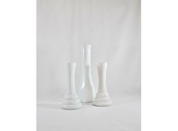 Set Of 3 Milk Glass Bud Vases