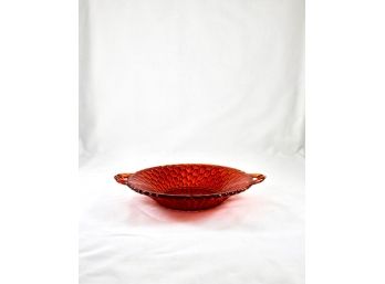 Red And Yellow Filmed Depression Glass Shallow Bowl