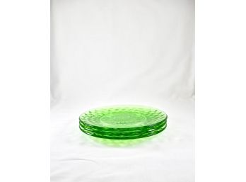 Set Of 3 Light Green Depression Glass Plates
