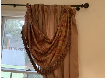 Silk Swags (4) For Drapes, Plaid Rust Red, Olive Green Color (Drapes Separately)