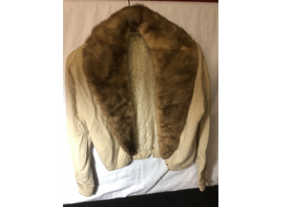 Cashmere Sweater With Mink Collar
