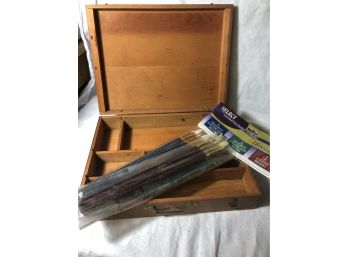 Wooden Paint Box & Brushes