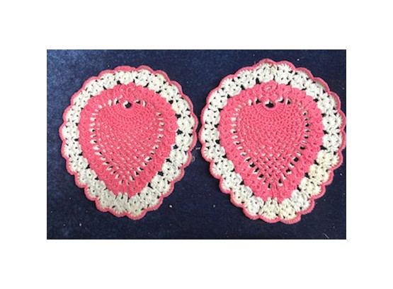 Delightful Hand Made Pot Holders Of PINK HEARTS
