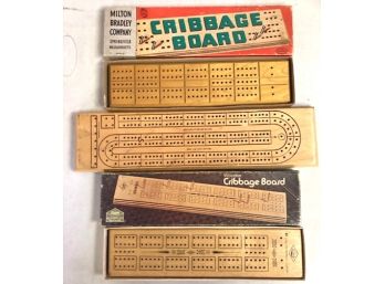 THREE DIFFERENT CRIBBAGE BOARDS, 2 Have Original Boxes