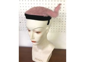 Unusual Pink & Black Hat, C-1920's-1930's
