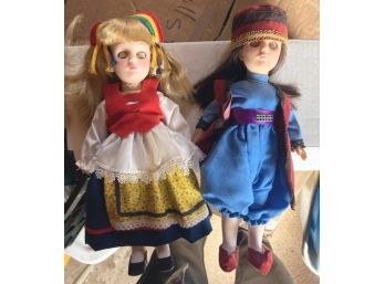 TWO Vintage Dolls With A Box Titled 2 No Names