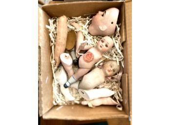 Box Of Antique Doll Parts