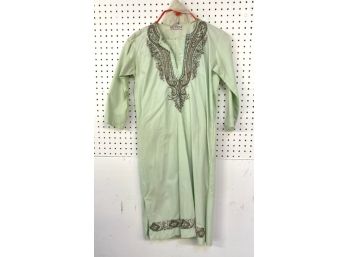 Vintage Preasant Blouse, Pale Green With Trim