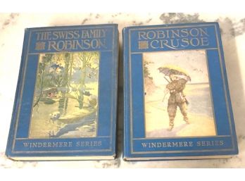 TWO BOOKS: 'Robinson Crusoe' & 'The Swiss Family Robinson', Illustrated