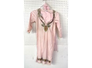 Vintage Pink Peasant Dress, Likely Afghanistan Made