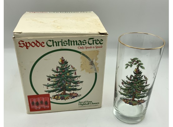 Spode Set Of Four High Ball Glasses ~ Christmas Tree ~