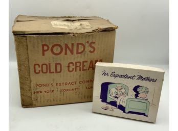 Vintage Ponds Cold Cream Box & Expectant Mother Gag Gift