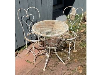 Metal Bistro Table And Two Chairs