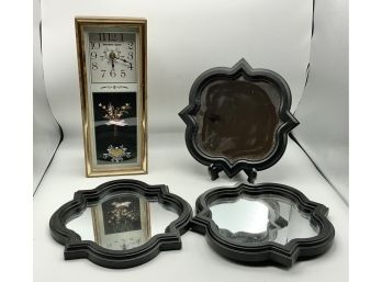 New Haven Quartz Clock & 3 Decorative Mirrors