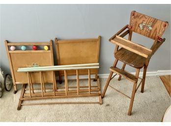 Vintage Baby Doll High Chair & Crib