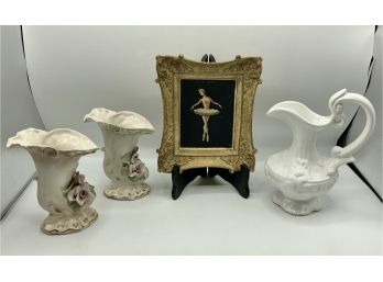 Ballerina Picture, Vintage Pair Vases & More