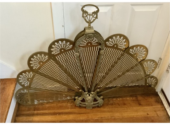 Beautiful Antique Brass Folding Fireplace Fan