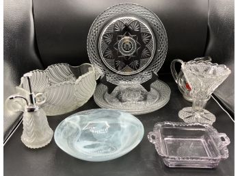 Nice Glass Lot ~ Star Plates, Swan Handled Bowl & More