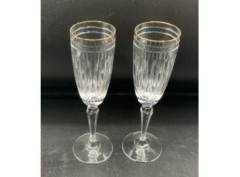 2 Gorgeous Waterford Champagne Flutes