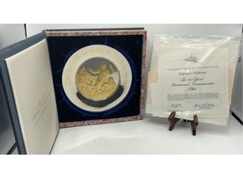 Franklin Mint 1974 Official Bicentennial Commemorative Plate ~ Sterling Silver Plate ~