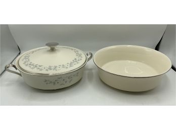 Lenox Windsong Covered Dish & Lenox Solitaire Bowl