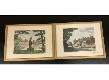 Pair Of Signed Etchings  ~ Fountainbleau ~