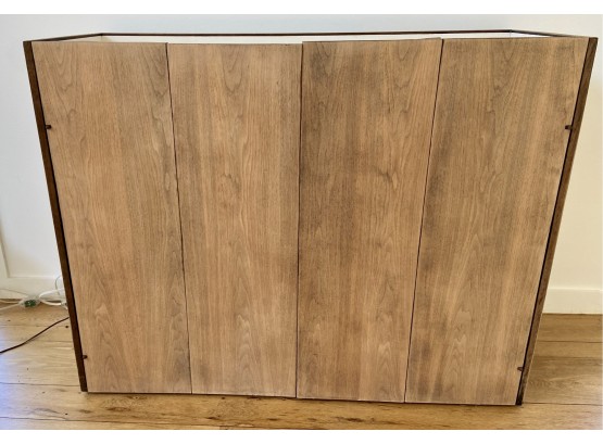 Custom Designed, Midcentury Rolling Bar Or Storage Cabinet With Double Bi-fold Doors