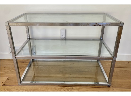 Heavy Duty, Vintage Midcentury Chrome And Glass Etagere
