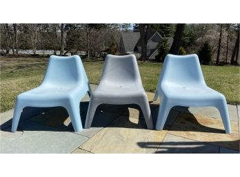 Three IKEA Modern Molded Stack Chairs
