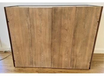 Custom Designed, Midcentury Rolling Bar Or Storage Cabinet With Double Bi-fold Doors