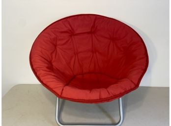 Soft Red Round Seat Aluminum Frame Folding Chair