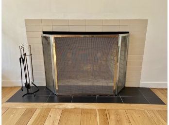 Chrome William Sonoma Home 3 Panel Fireplace Screen