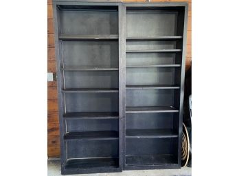 Two Sturdy, Solid Wood Room And Board Shelves In Black
