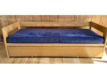 Vintage Midcentury Custom Designed Wood Daybed With Rollout Trundle Bed.