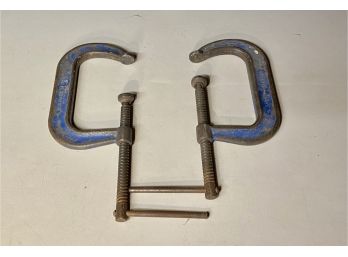 Two Large Iron 'C' Clamps