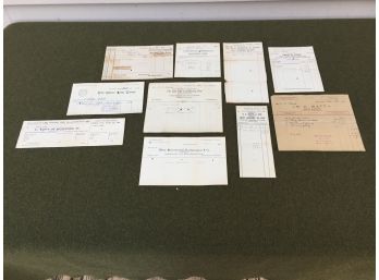 Lot Of Antique 1920s Paper Business Receipts From Guilford, Conn.